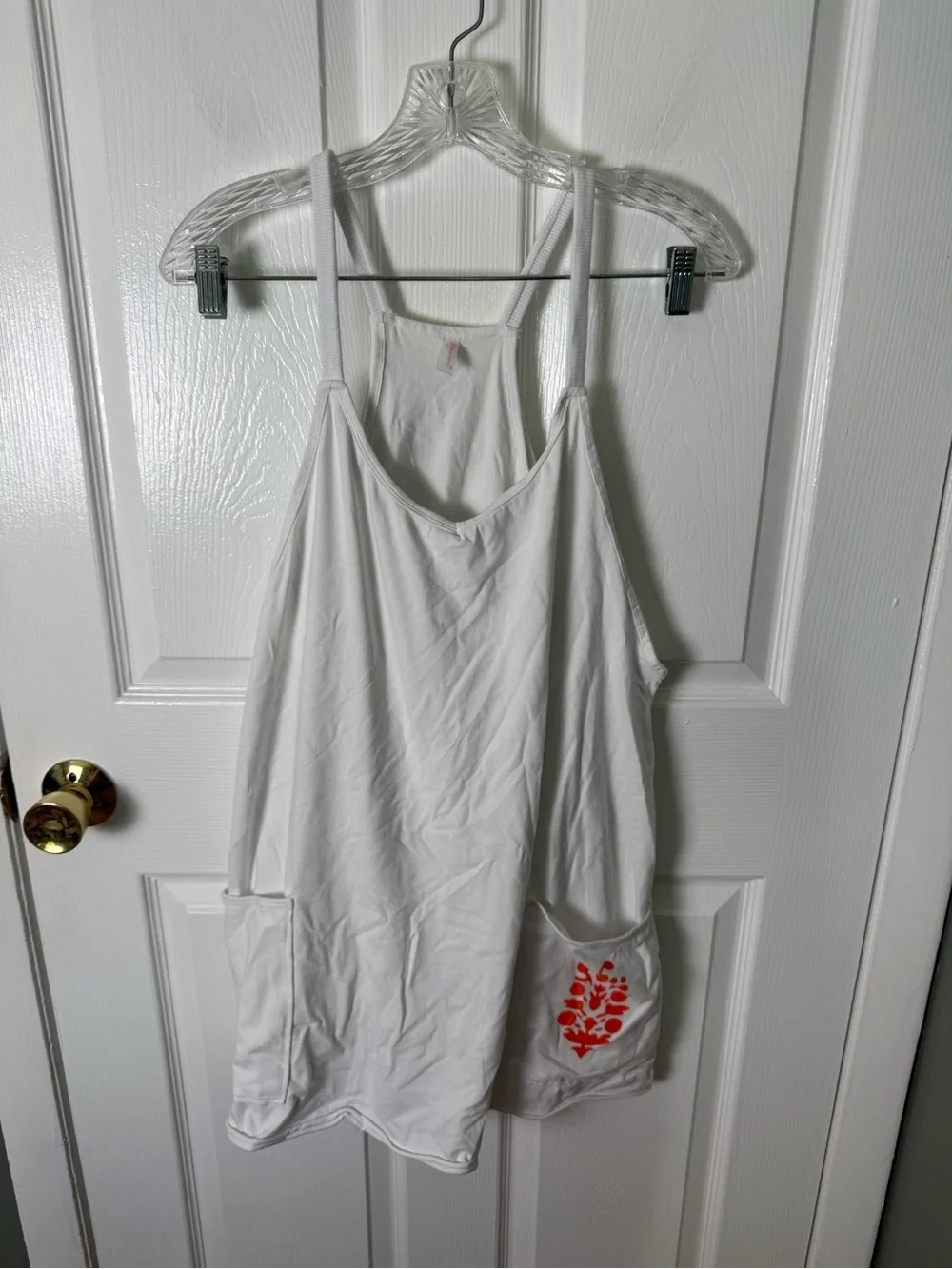 Free People Hot Shot Logo Mini Dress in White / Scarlet Buti M